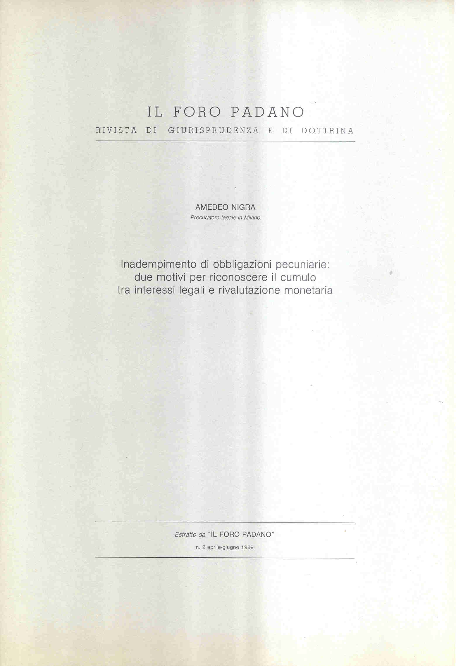 Indempimento di obbligazioni pecuniarie